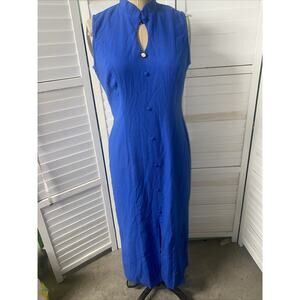 90s Kathie Lee Blue Sheath Pencil Dress Sleeveless Women's Sz 6 Small